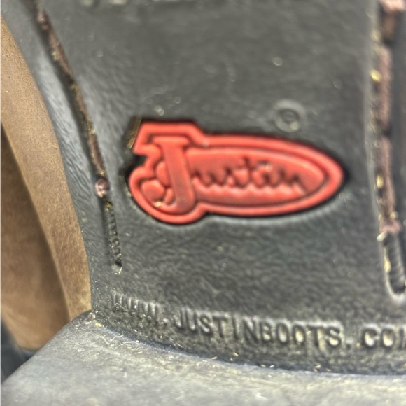 Justin McKayla Boots Embossed Leather Pointed Toe Western Boot Brown Size 9 - Picture 13 of 16